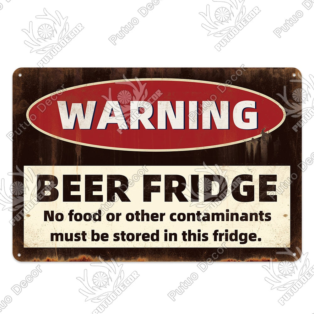 Man Cave Vintage Metal Signs - Funny Beer Drinkers and Wine Lover signs for Man Cave Bar