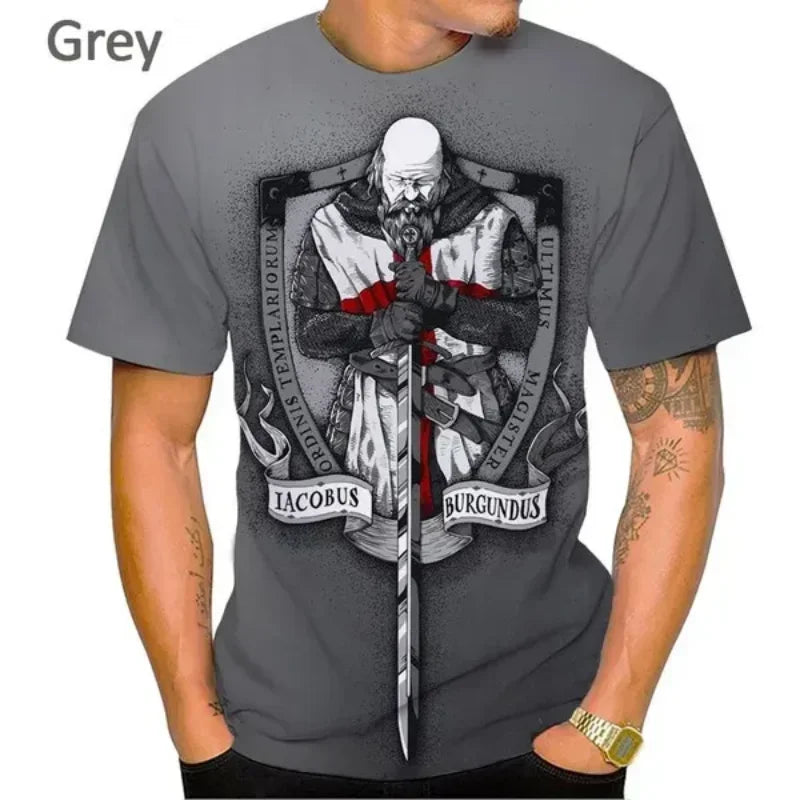 New Knights Templar 3D Print T-shirt Summer Men Clothing Fashion Casual Oversized T Shirt Vintage Streetwear