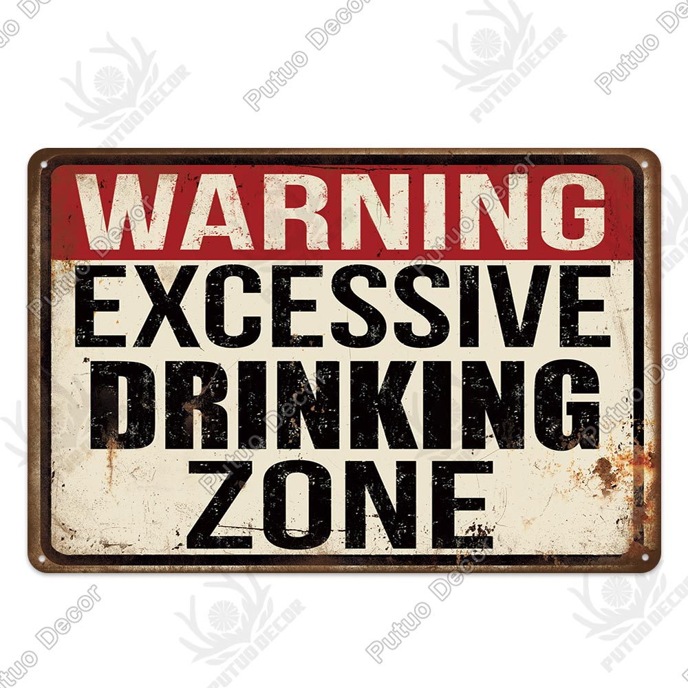 Man Cave Vintage Metal Signs - Funny Beer Drinkers and Wine Lover signs for Man Cave Bar