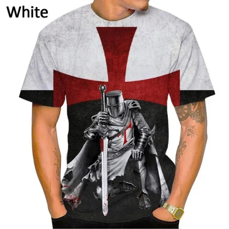 New Knights Templar 3D Print T-shirt Summer Men Clothing Fashion Casual Oversized T Shirt Vintage Streetwear