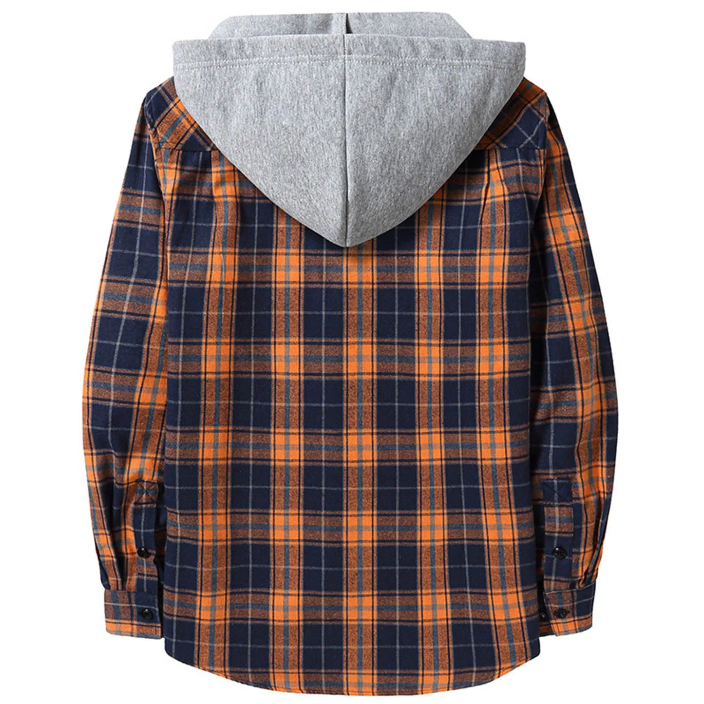 Mens Spring Autumn Plaid Print Hooded Shirts Mens Casual Loose flannel Long Sleeve Shirts Street Shirts Coats