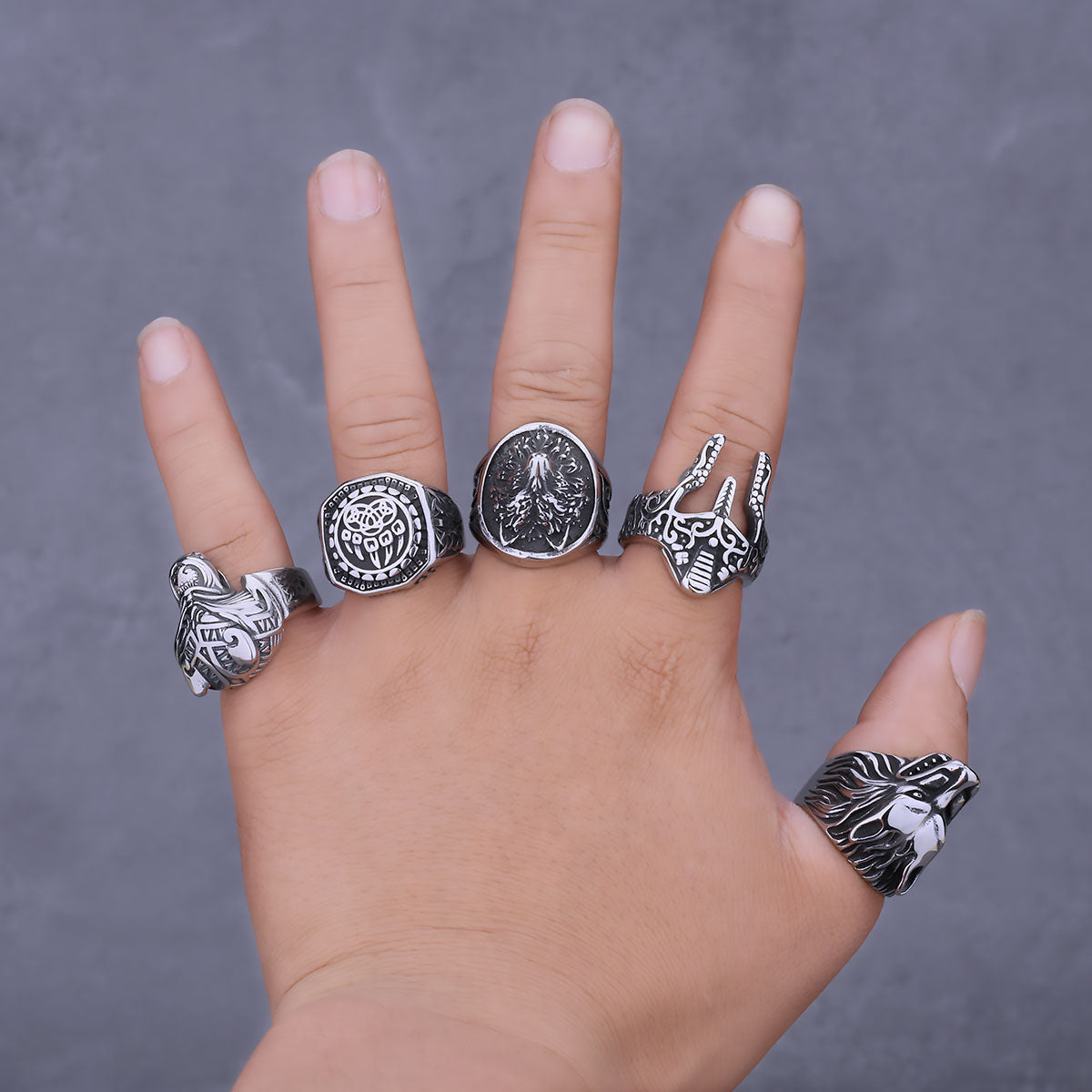 Men's Nordic Viking Stainless Steel Norwegian Rune Rings. Viking designs.