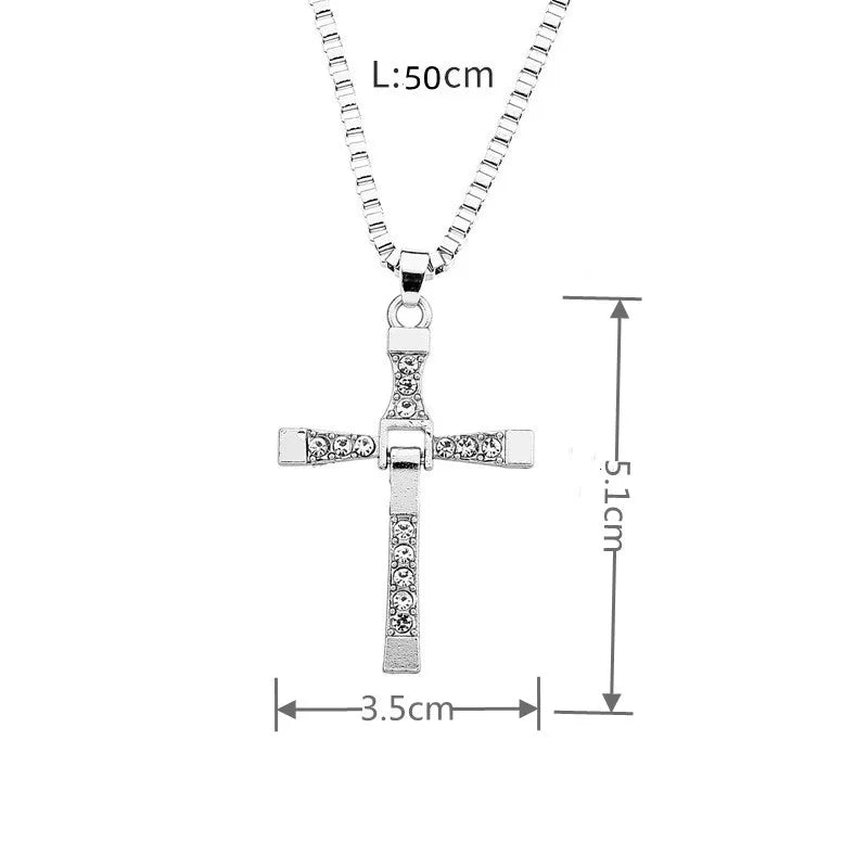 Dominic Toretto The Fast and The Furious Celebrity Vin Diesel Item Crystal Jesus Men Cross Pendant Necklace Gift Jewelry