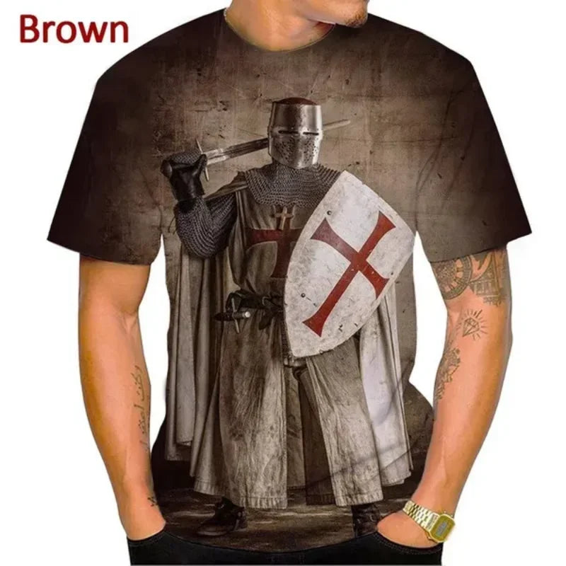 New Knights Templar 3D Print T-shirt Summer Men Clothing Fashion Casual Oversized T Shirt Vintage Streetwear