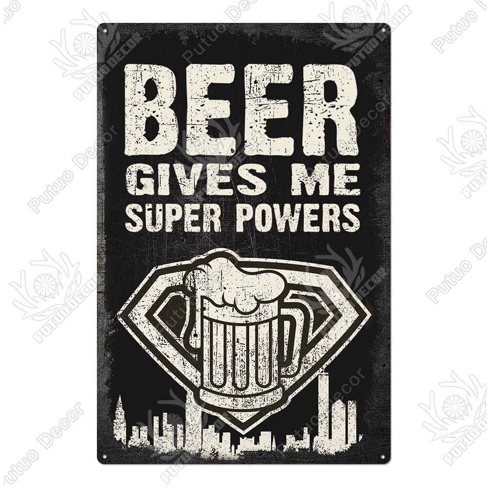 Man Cave Vintage Metal Signs - Funny Beer Drinkers and Wine Lover signs for Man Cave Bar