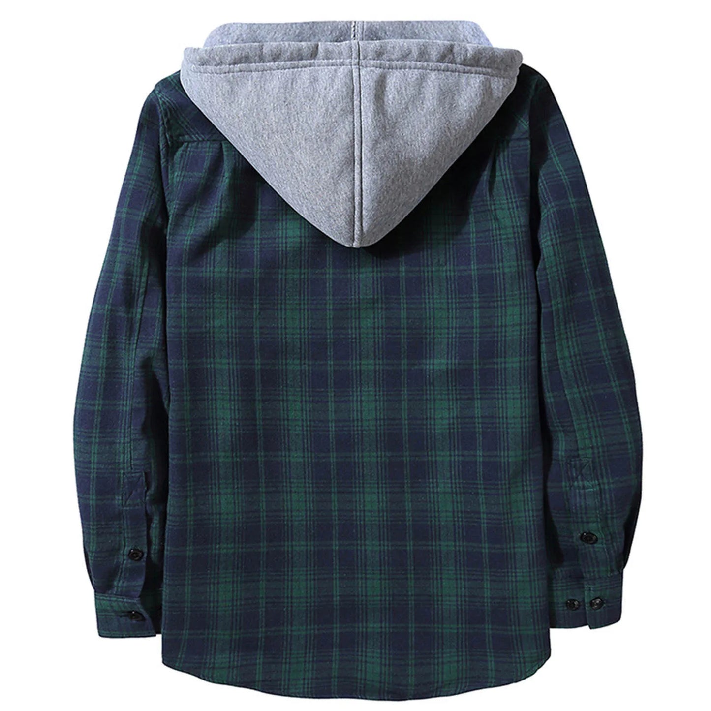 Mens Spring Autumn Plaid Print Hooded Shirts Mens Casual Loose flannel Long Sleeve Shirts Street Shirts Coats