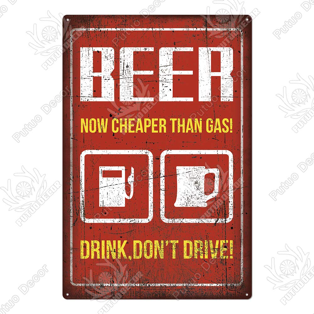 Man Cave Vintage Metal Signs - Funny Beer Drinkers and Wine Lover signs for Man Cave Bar