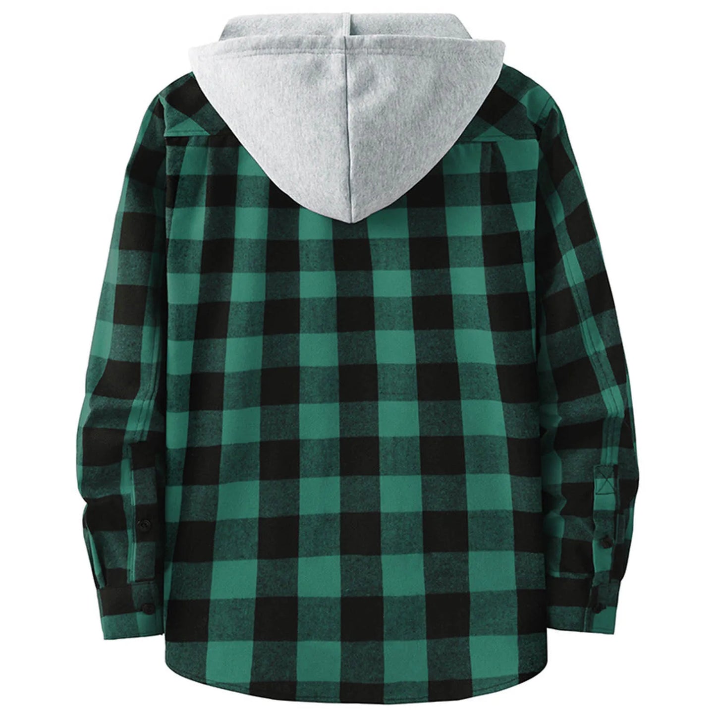 Mens Spring Autumn Plaid Print Hooded Shirts Mens Casual Loose flannel Long Sleeve Shirts Street Shirts Coats