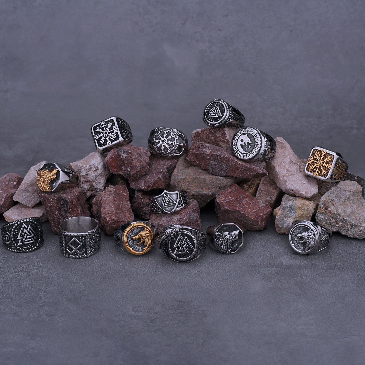 Men's Nordic Viking Stainless Steel Norwegian Rune Rings. Viking designs.