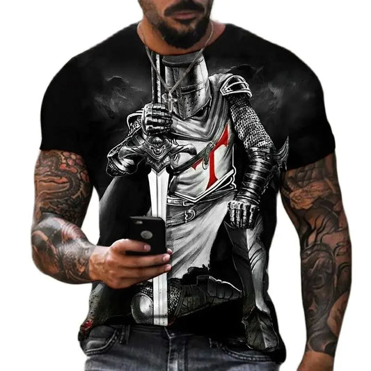 Summer Fashion Templar 3D Printed Men's T-Shirt Street TShirt For Men Short Sleeve Oversized Tshirt Vintage Top