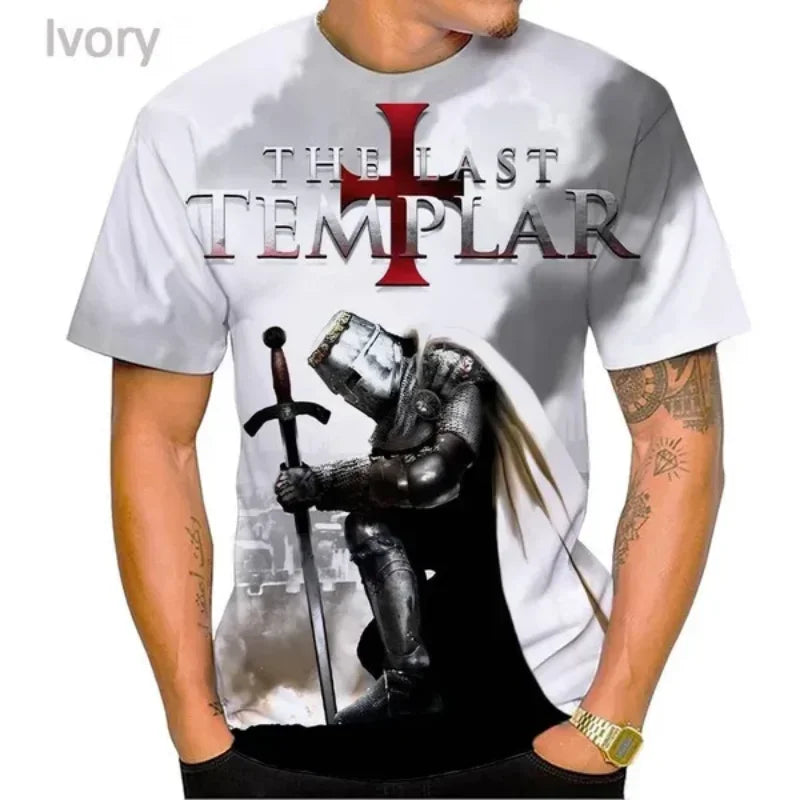 New Knights Templar 3D Print T-shirt Summer Men Clothing Fashion Casual Oversized T Shirt Vintage Streetwear