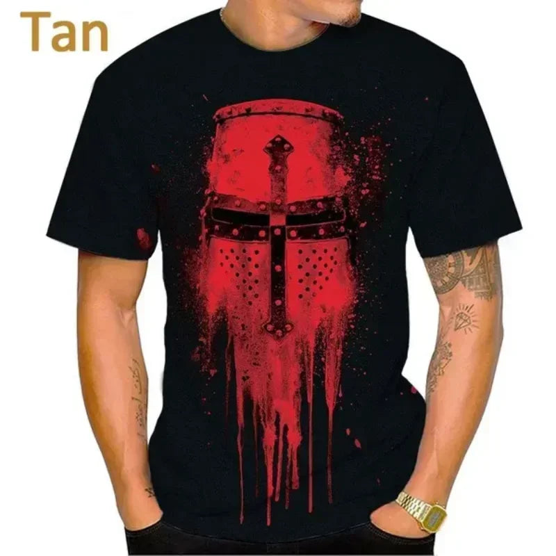 New Knights Templar 3D Print T-shirt Summer Men Clothing Fashion Casual Oversized T Shirt Vintage Streetwear