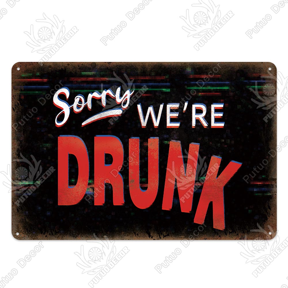 Man Cave Vintage Metal Signs - Funny Beer Drinkers and Wine Lover signs for Man Cave Bar