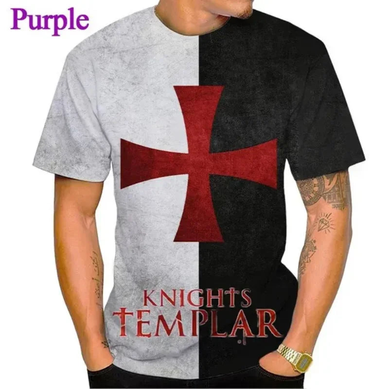 New Knights Templar 3D Print T-shirt Summer Men Clothing Fashion Casual Oversized T Shirt Vintage Streetwear