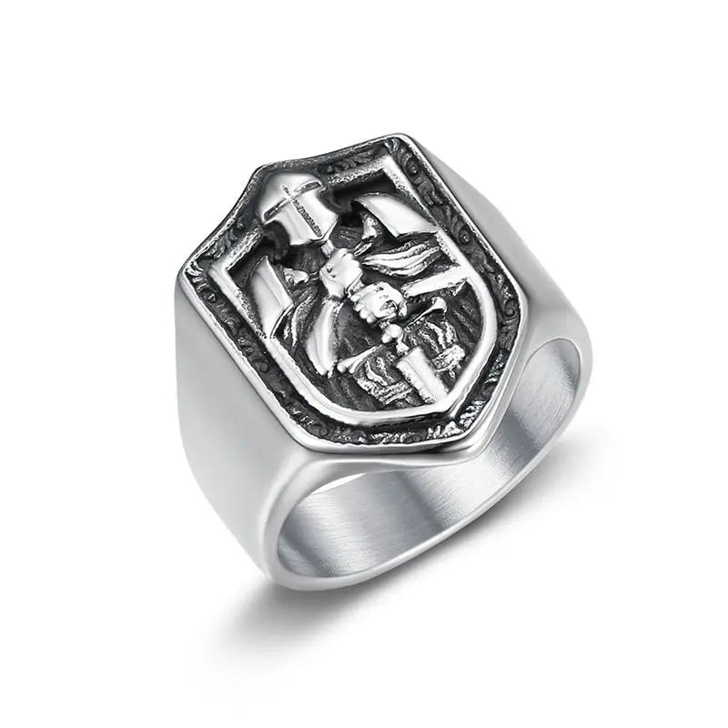 Titanium Steel Templar Quest Men's Ring