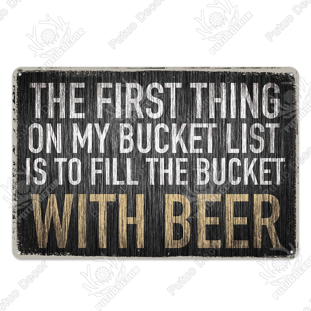 Man Cave Vintage Metal Signs - Funny Beer Drinkers and Wine Lover signs for Man Cave Bar