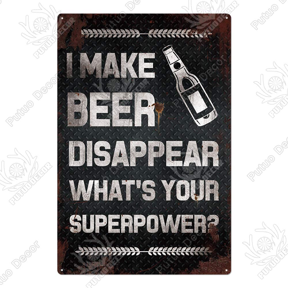 Man Cave Vintage Metal Signs - Funny Beer Drinkers and Wine Lover signs for Man Cave Bar