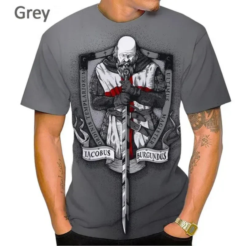 New Knights Templar 3D Print T-shirt Summer Men Clothing Fashion Casual Oversized T Shirt Vintage Streetwear