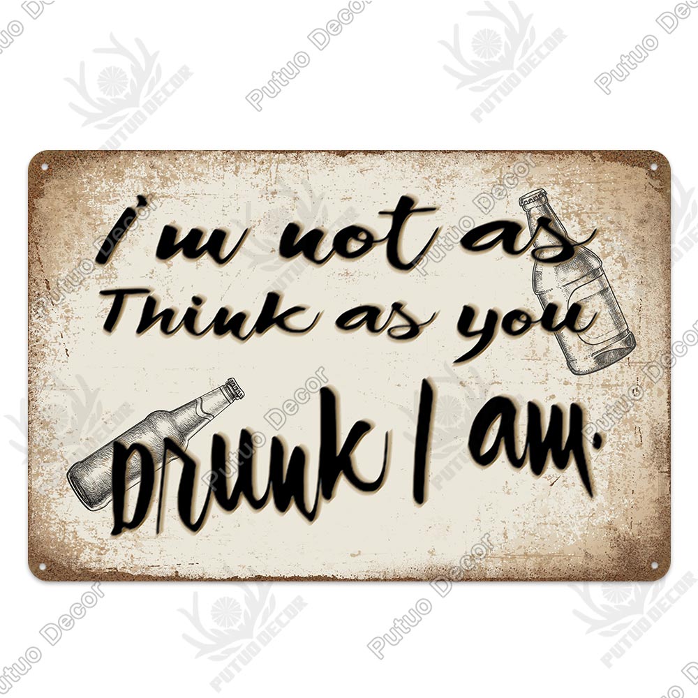 Man Cave Vintage Metal Signs - Funny Beer Drinkers and Wine Lover signs for Man Cave Bar