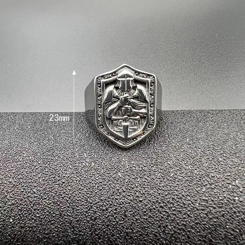 Titanium Steel Templar Quest Men's Ring