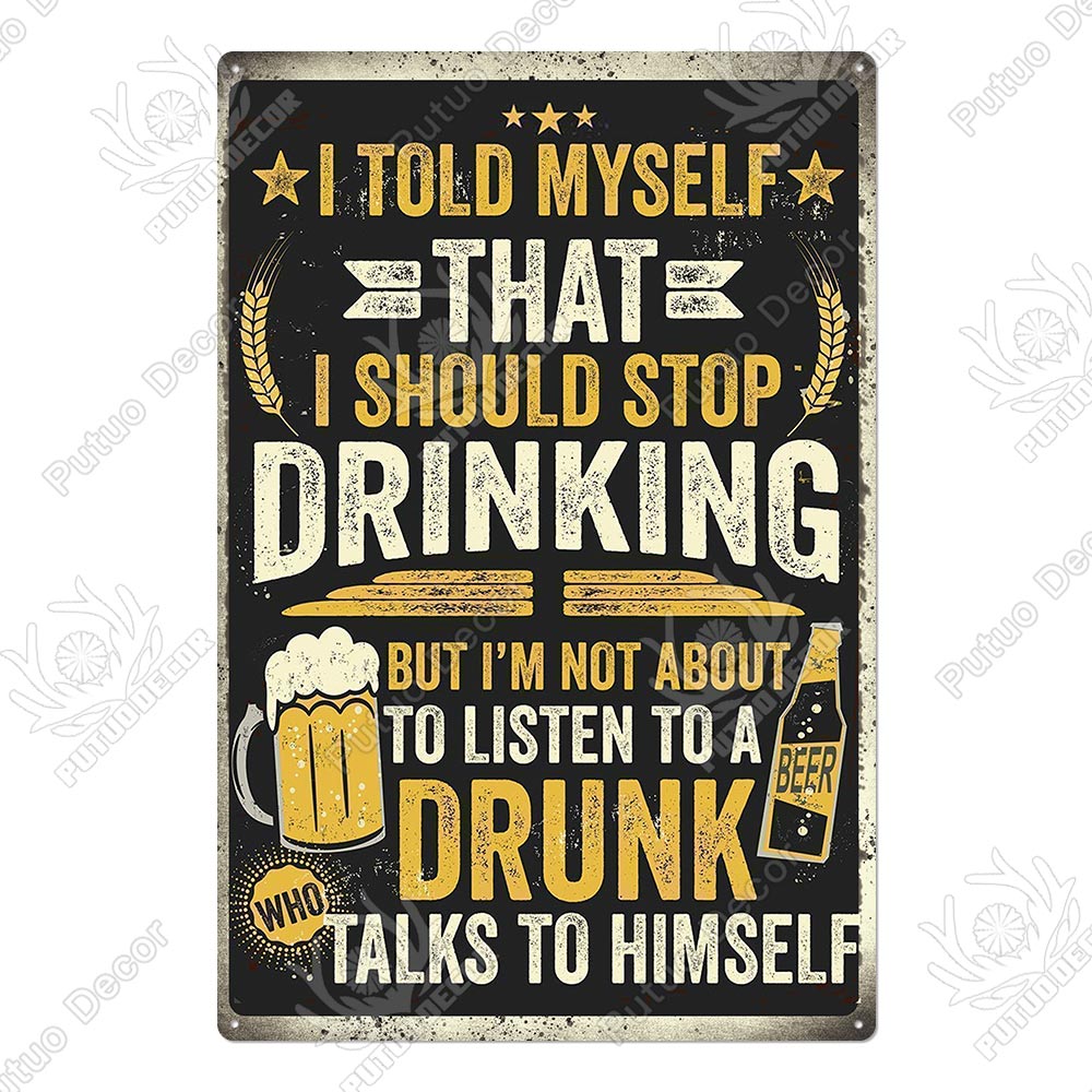 Man Cave Vintage Metal Signs - Funny Beer Drinkers and Wine Lover signs for Man Cave Bar