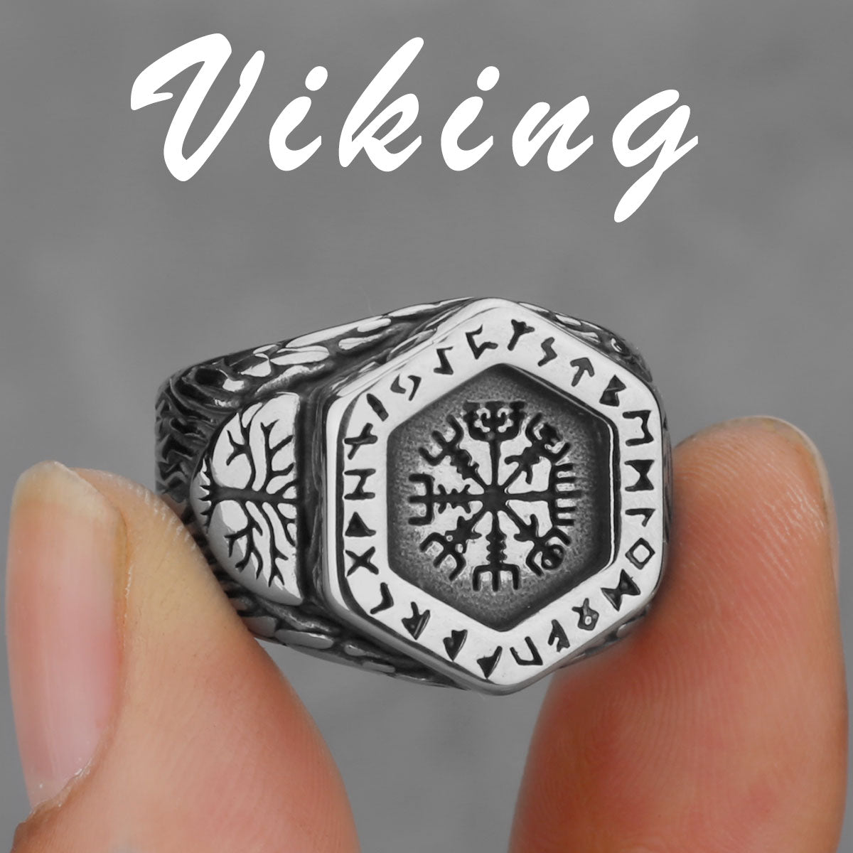 Men's Nordic Viking Stainless Steel Norwegian Rune Rings. Viking designs.