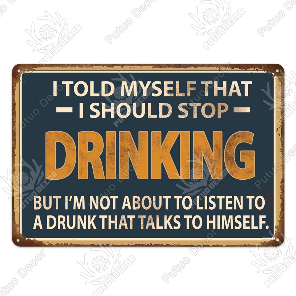 Man Cave Vintage Metal Signs - Funny Beer Drinkers and Wine Lover signs for Man Cave Bar