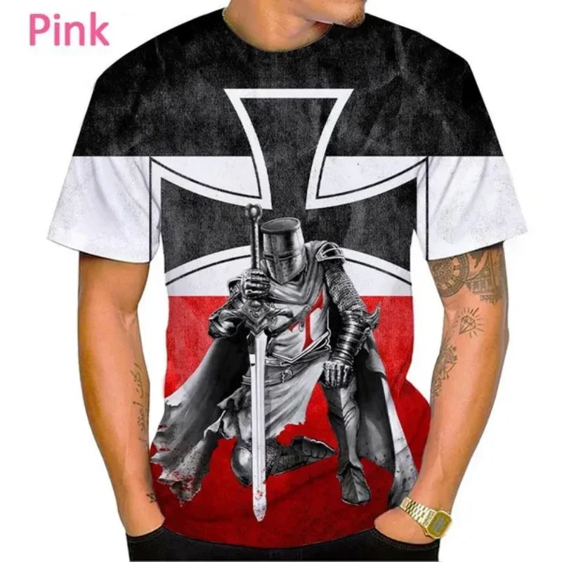 New Knights Templar 3D Print T-shirt Summer Men Clothing Fashion Casual Oversized T Shirt Vintage Streetwear