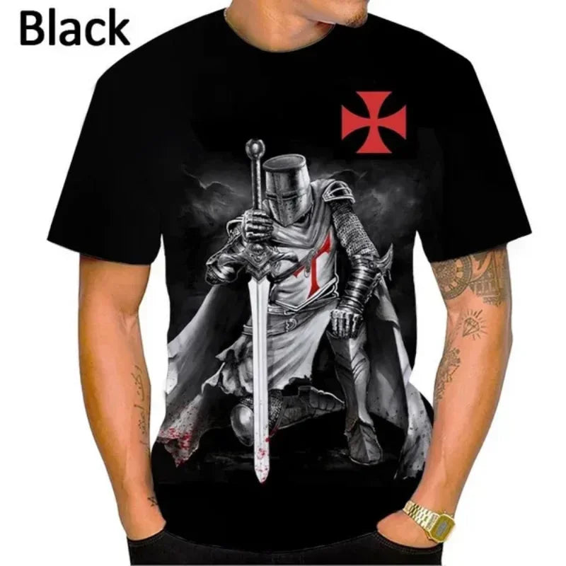 New Knights Templar 3D Print T-shirt Summer Men Clothing Fashion Casual Oversized T Shirt Vintage Streetwear