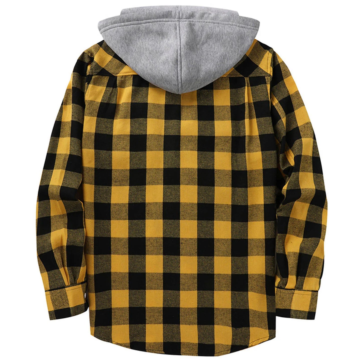 Mens Spring Autumn Plaid Print Hooded Shirts Mens Casual Loose flannel Long Sleeve Shirts Street Shirts Coats