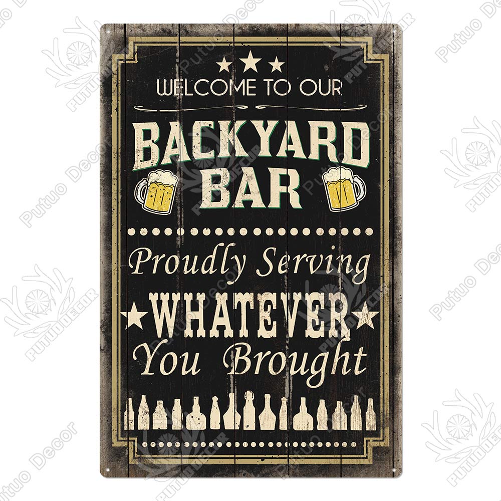 Man Cave Vintage Metal Signs - Funny Beer Drinkers and Wine Lover signs for Man Cave Bar