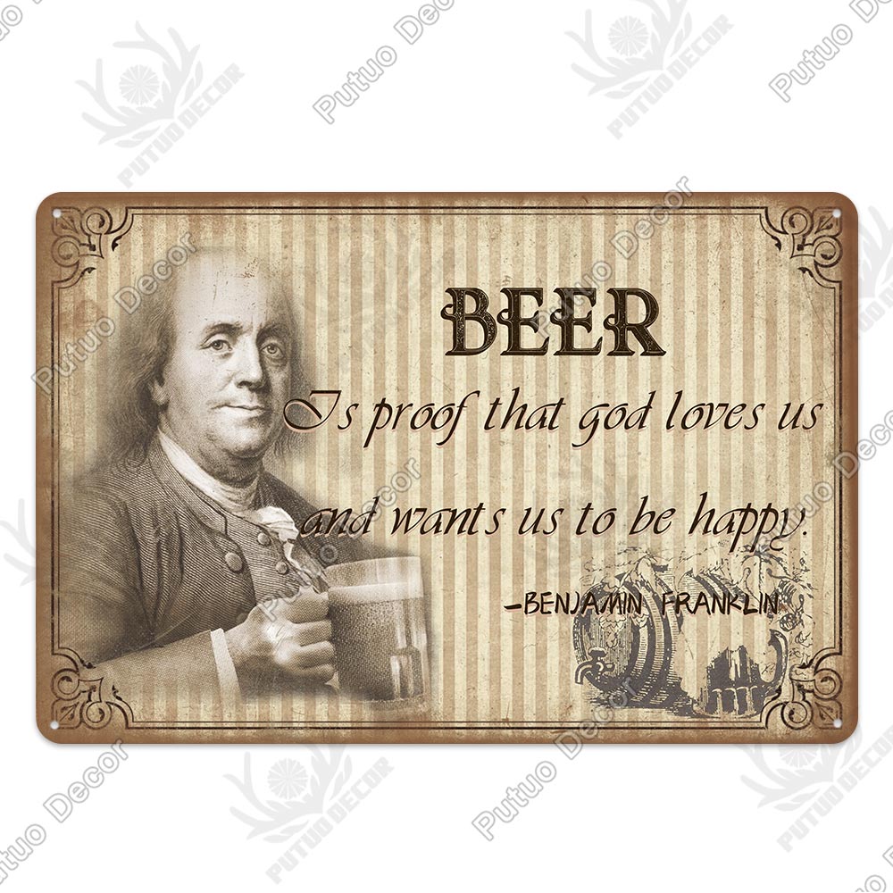 Man Cave Vintage Metal Signs - Funny Beer Drinkers and Wine Lover signs for Man Cave Bar