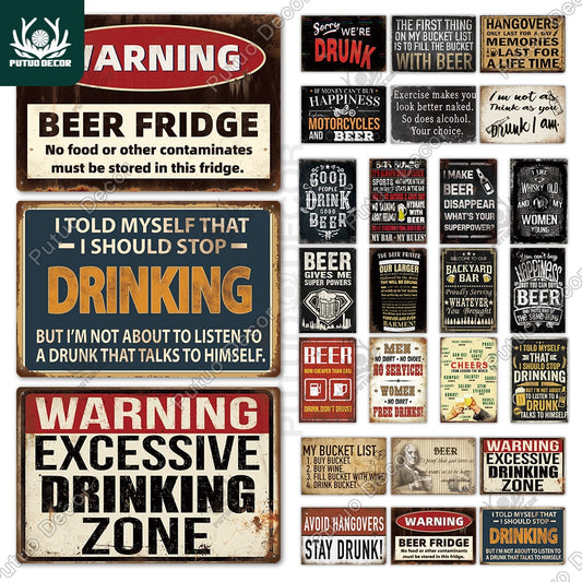 Man Cave Vintage Metal Signs - Funny Beer Drinkers and Wine Lover signs for Man Cave Bar